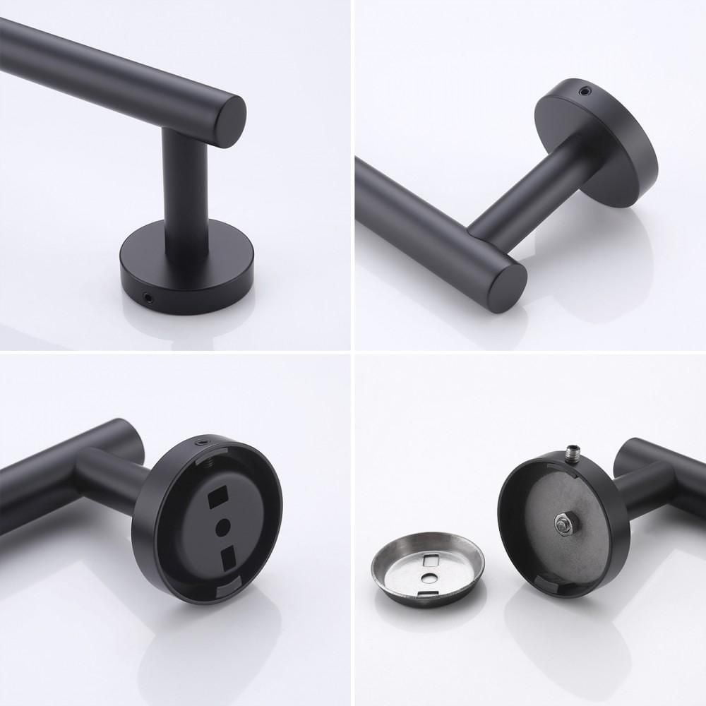 Avanities 18 po Porte-serviettes rond en acier inoxydable W en couleur noire AI-34588