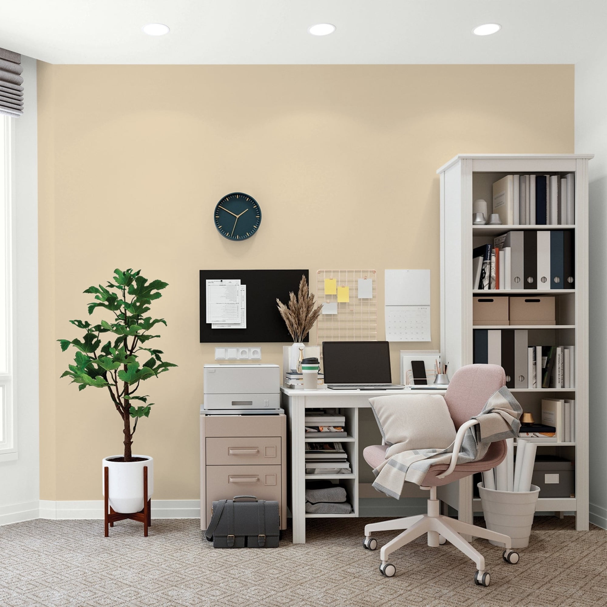 Glidden One Coat Almond Cream / Beige Flat Interior Paint with Primer, 1 Quart