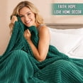 thumbnail image 3 of FAITH, HOPE, LOVE HOME DÉCOR Striata Ribbed Corduroy Blanket Queen size Ultra-Soft Plush Bed Blanket (90" x 90") - Green, 3 of 9