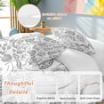 thumbnail image 3 of Boho Grey Floral Bedding 3 Piece Duvet Cover Set Queen Size, Vintage Farmhouse Paisley Plant Leaf Soft Microfiber Comforter Cover with Zipper Closure & Pillowcases, FadeResistant Quilt Cover, 3 of 9