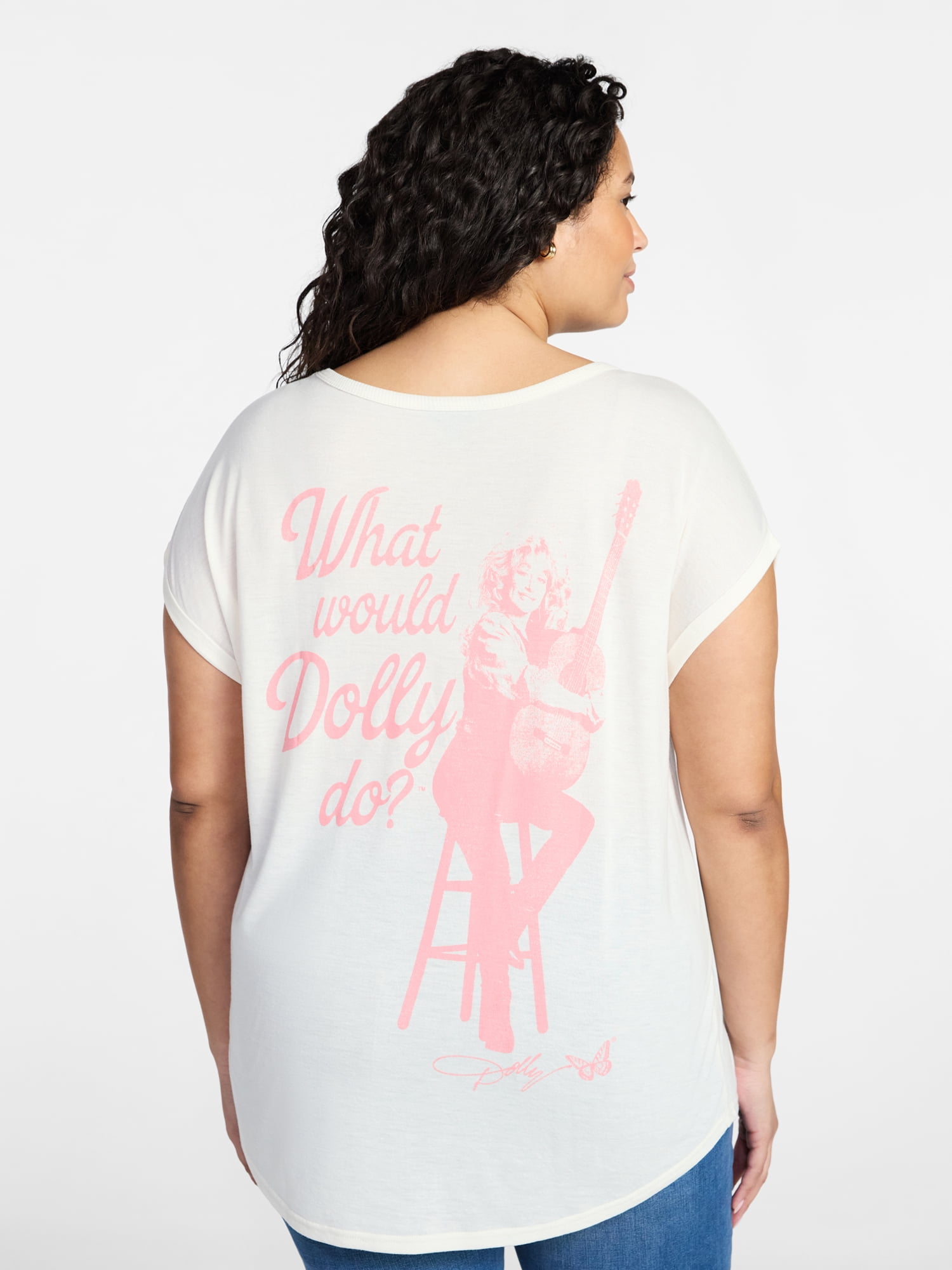 Terra & Sky Women's Plus Size Dolly Parton Graphic Tee with Short Sleeves, Sizes 0X-5X
