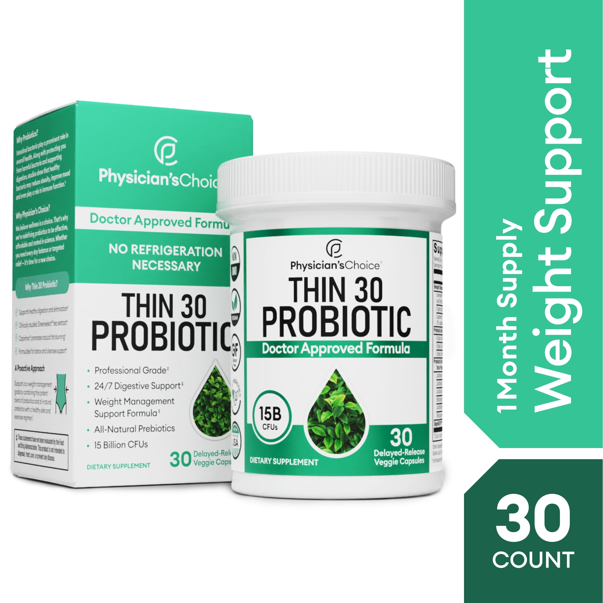 Physician's Choice Probiotics for Weight Loss Capsules 15 Billion CFU