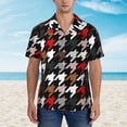 thumbnail image 4 of Lsque Houndstooth Green Red pattern Hawaiian Shirt for Men, Unisex Summer Beach Casual Short Sleeve Button Down Shirts-X-Large, 4 of 9