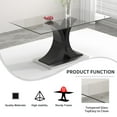 thumbnail image 6 of Sumdeal 63" rectangle Modern Glass Top Dining Room Table Sets for 4,Glass Dining Table with 4 PU leather C-Shape Chairs with Handle, 1 Black Base Glass Table and 4 Light Gray Chairs, 6 of 10