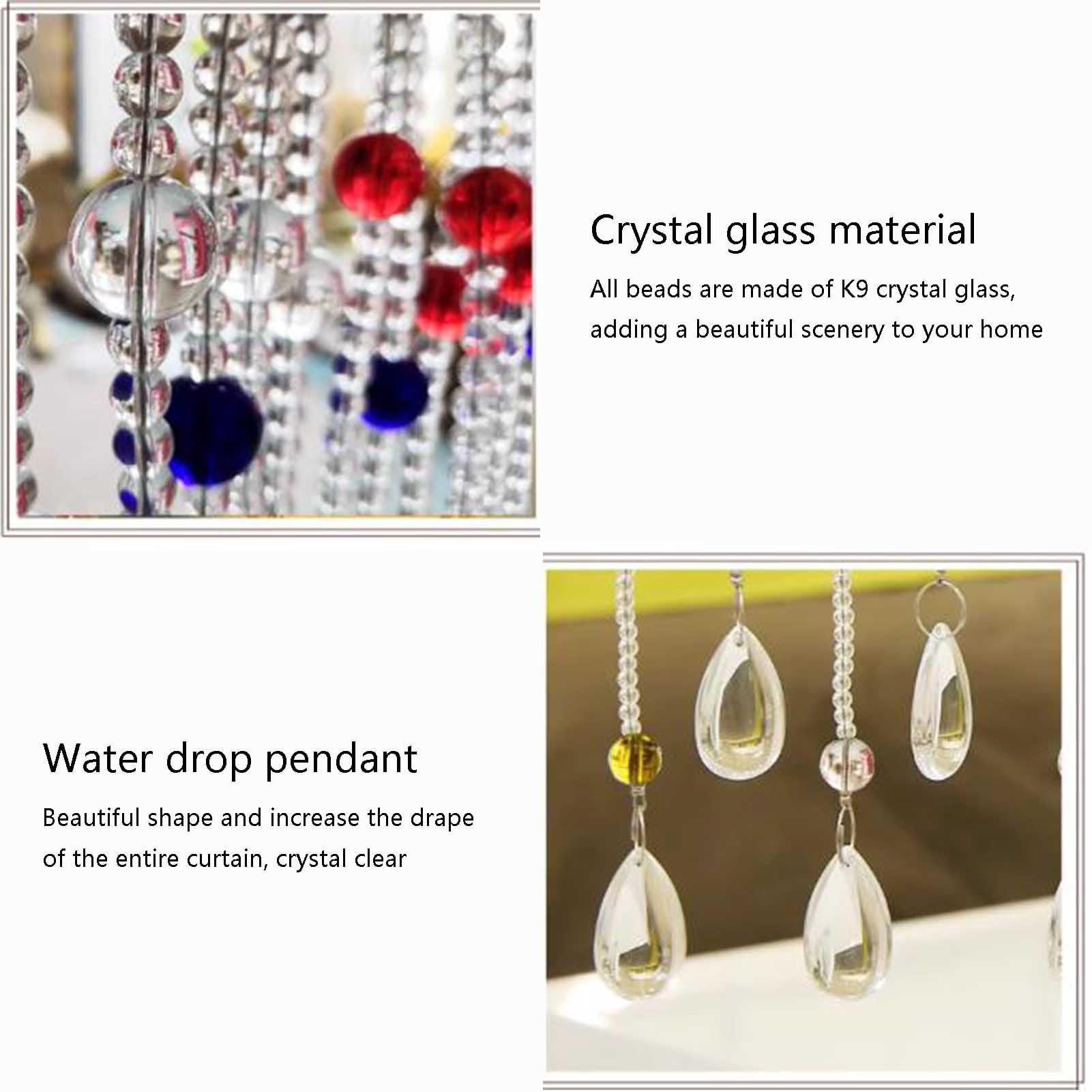 Crystal Bead Curtain for Room Separation and Decoration,25 Strands Door Curtain Room Divider for Window Bedroom Patio Door Indoor Curtain