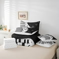 thumbnail image 5 of Manfei Teens Piano Music Twin Bedding Sets 7-Piece, Geometric Stripes Bedding Comforter Set, Black White Musical Note Sheet Sets, Ultra Soft Home Decor, 5 of 7
