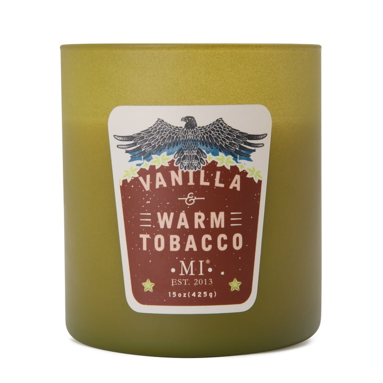 Manly Indulgence Vanilla & Warm Tobacco Scented Jar Candle, Premium Scented Candles for Men with High Fragrance and Premium Cotton Wick, All American Collection, 15 oz