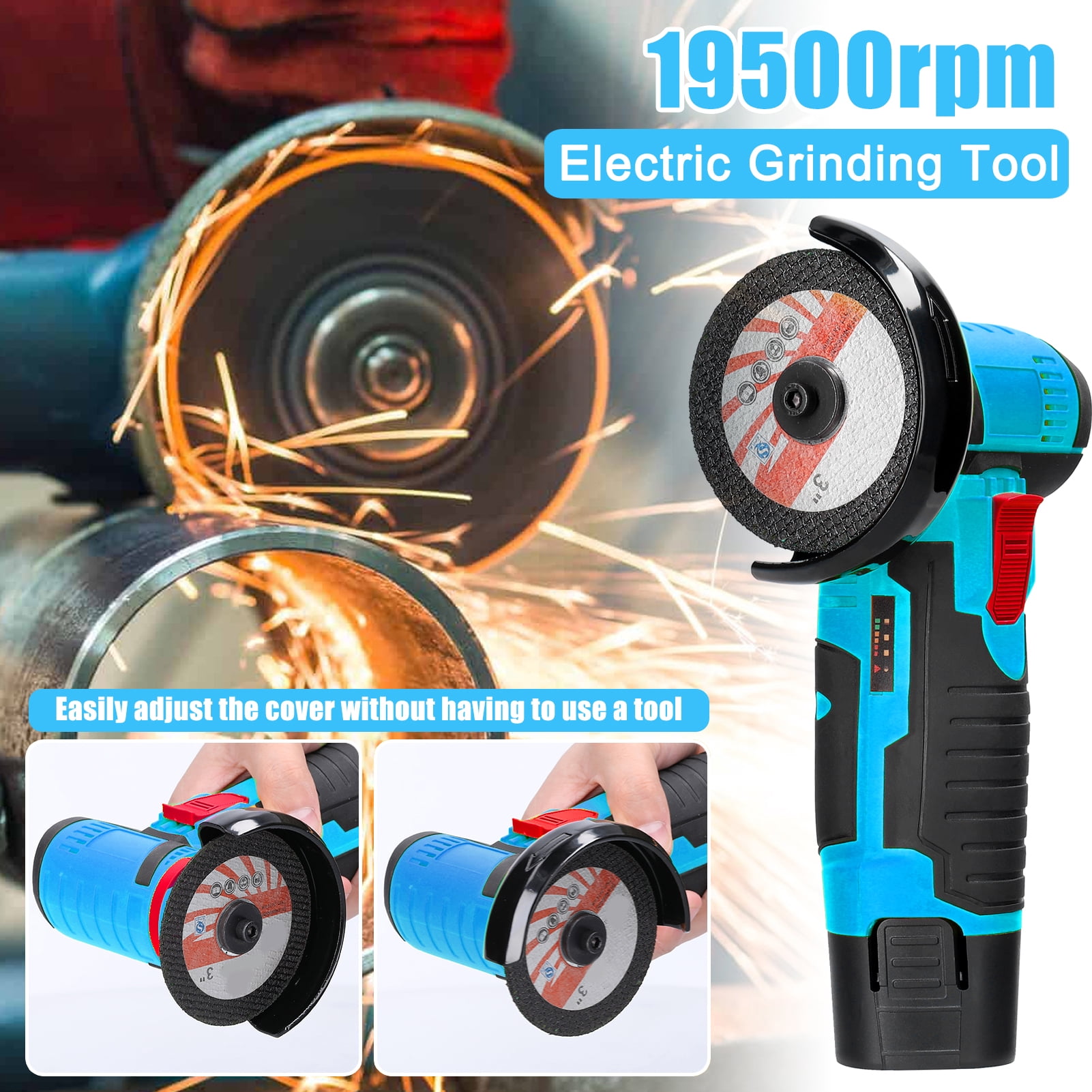 12.0V Angle Grinder Grinding 19500rpm Electric Grinding Tool Multifunctional Mini Grinder Handheld Cutter for Cutting Polishing Ceramic Tile Wood Stone Steel