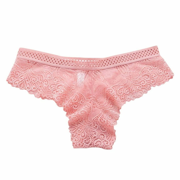 Scyoekwg Thongs for Womens Thong Bikini Underwear Hipster Panties Lace Solid Color Ladies Panties Fashion Low Waisted Breathable Underpants(Orange,XL)