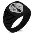 thumbnail image 1 of Stainless Steel Nabeshima Samurai Crest Chevron Pattern Biker Style Polished Ring, 1 of 1