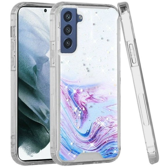 Bemz Slim [Epoxy Glitter] Protective Cover Designed for Galaxy S21 FE Case - Colorful Abstract Galaxy