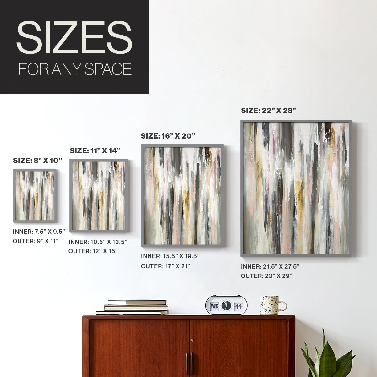 Color Ripple II Framed Print in Gray Solid Wood Framed Print No Nail Hanging