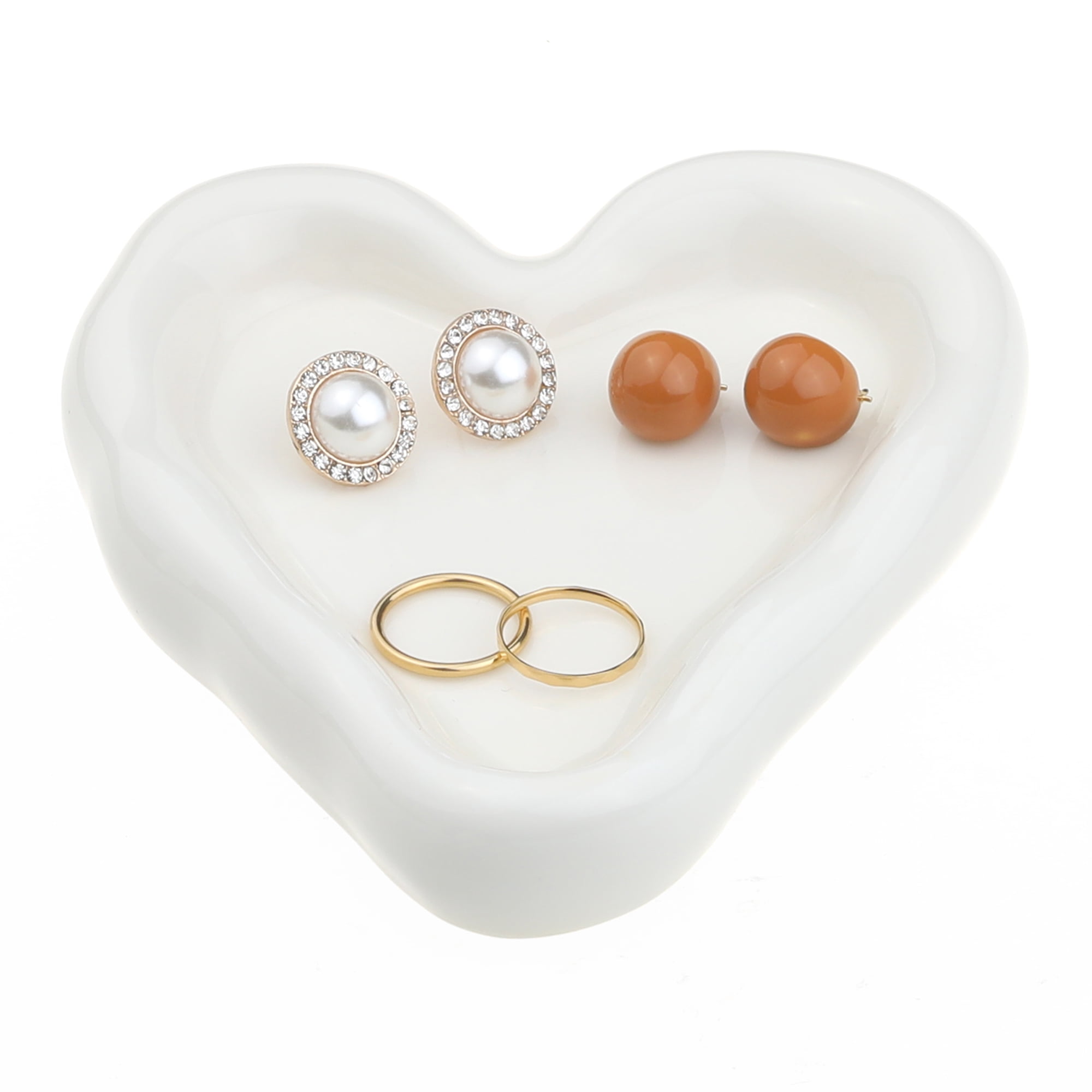 Unique Bargains Ceramic Jewelry Tray Decorative Trinket Dish Organizing Jewelry Box White