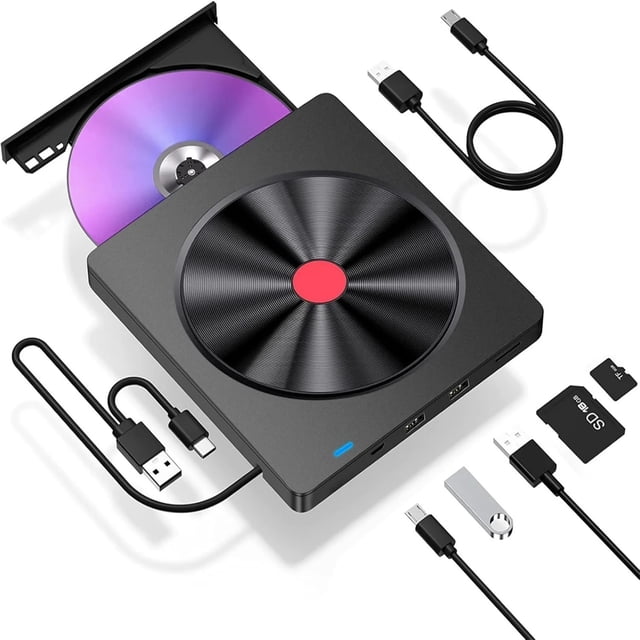 5 in 1 External Blu-Ray Drive,Portable Slim USB Optical Drives CD DVD Player Burner Reader