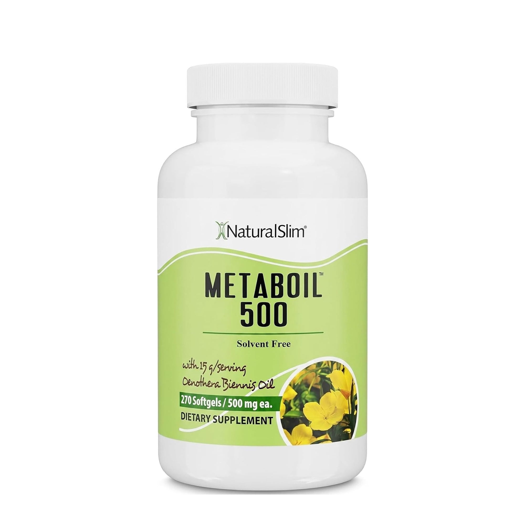 NaturalSlim Evening Primrose Oil for Women 1500mg from Cold Pressed Oil - Metaboil 500 GLA Supplement Gamma Linolenic Acid for Women’s Health, Metabolism, Heart & Skin Health - 270 Softgels
