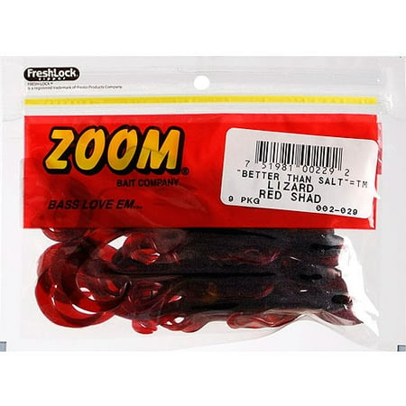 Shad Fishing Bait - Zoom Lizard Fishing Baits, Red Shad, 9pk