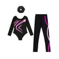thumbnail image 3 of Miutii Kids Girls Lyrical Gymnastics Leotard Clothing Sets Long Sleeve Jumpsuits with Legging Hairband Sportwear Pink 12, 3 of 5