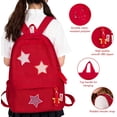 thumbnail image 3 of Mochila de pana con patrón de estrella, bolsa ligera para portátil para viajes diarios, estética de inspiración retro, 3 of 3