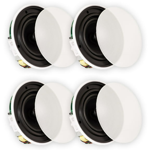 Theater Solutions TSQ670 Flush Mount 70 Volt Speakers with 6.5" Woofers In Ceiling 2 Pair Pack