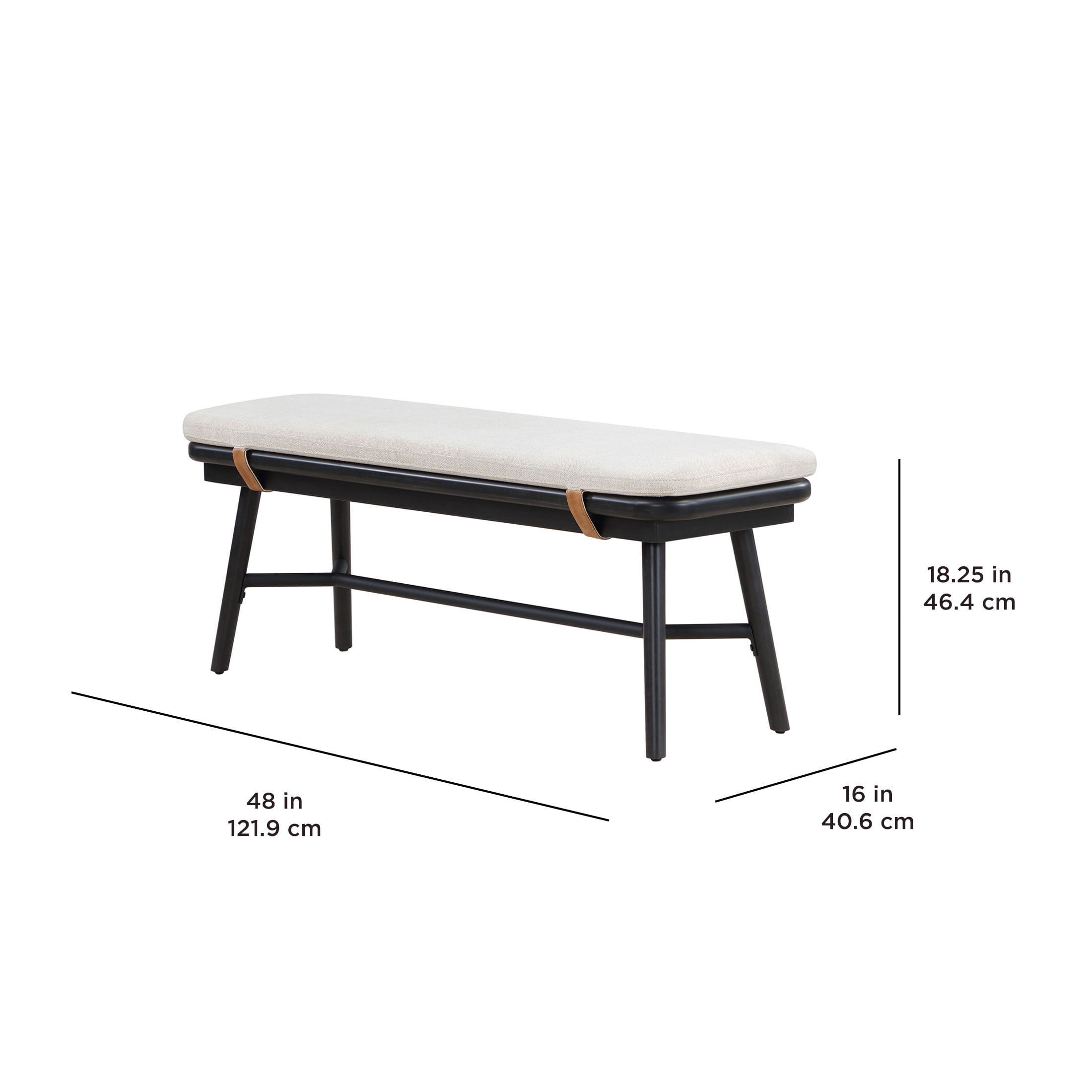 Better Homes & Gardens Springwood Dining Bench, Charcoal Finish