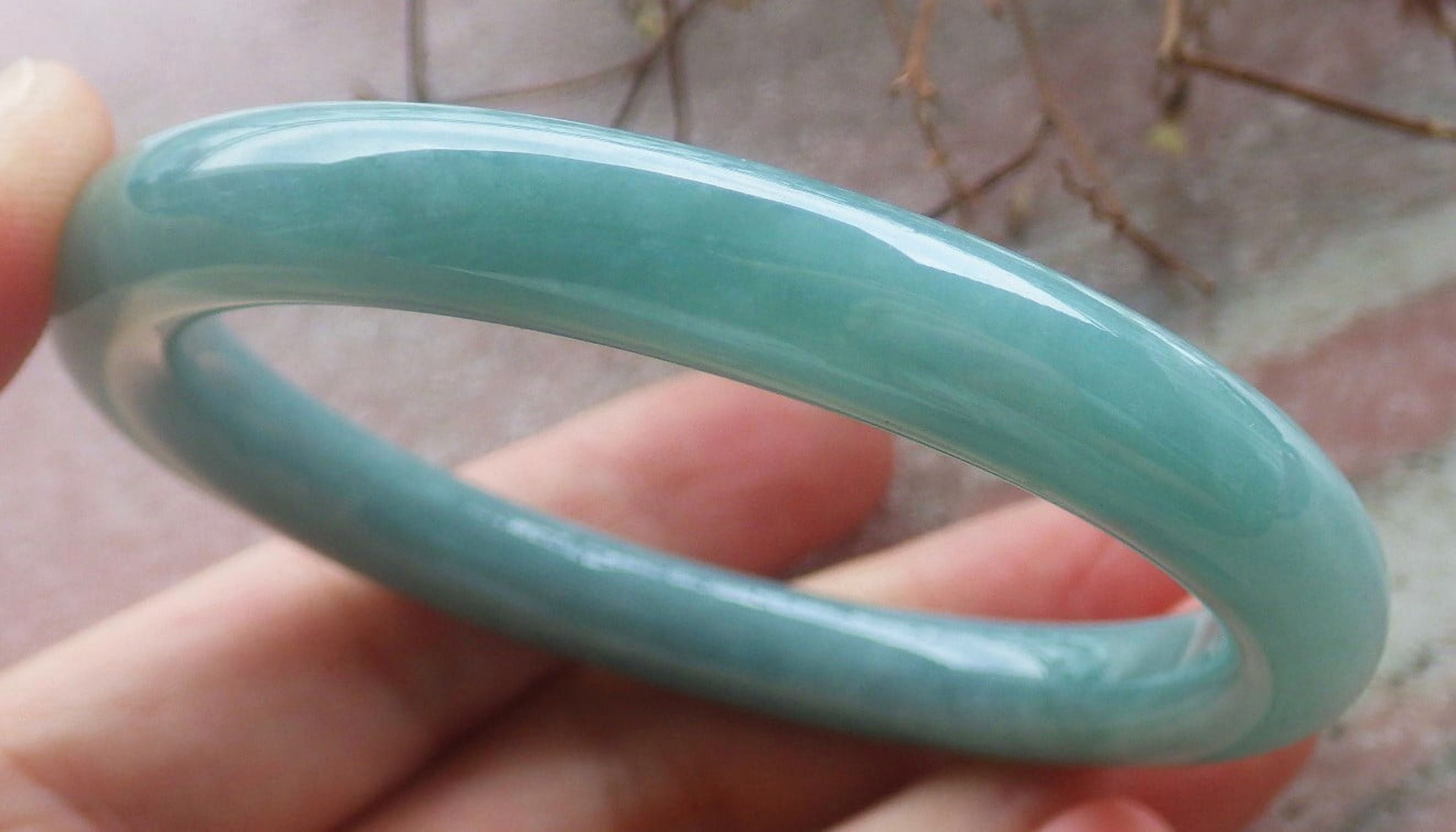 Icy Green Natural A JADE Jadeite Circle Bangle Bracelet 53 mm 704629