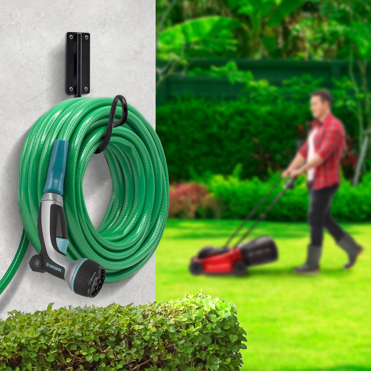 Sorbus Wall-Mounted Garden Hose Holder Hook, Black, Outdoor Storage for Garden and Yard