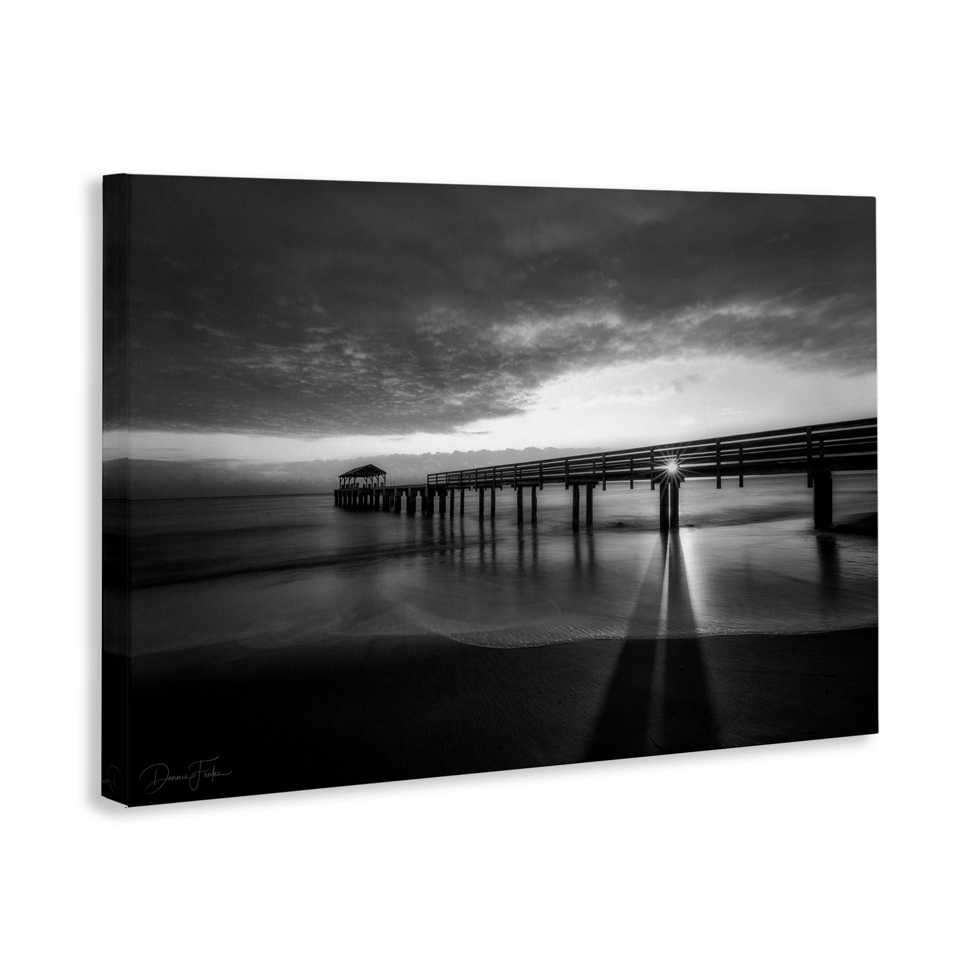 Stupell Industries Sun Shining Through Dock Landscape Photography Gallery Wrapped Canvas Art Print Wall Art, 36 x 24