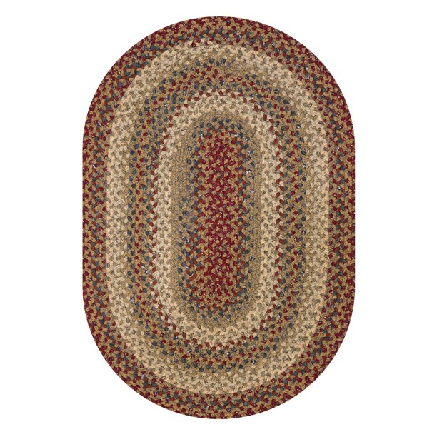 Homespice Pumpkin Pie Reversible Red Cotton Rug 20" x 30" Oval Braided