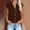 Brown, variant on Women's Fashion Solid Button Shirt Female V-Neck Loose T-shirt Blouse