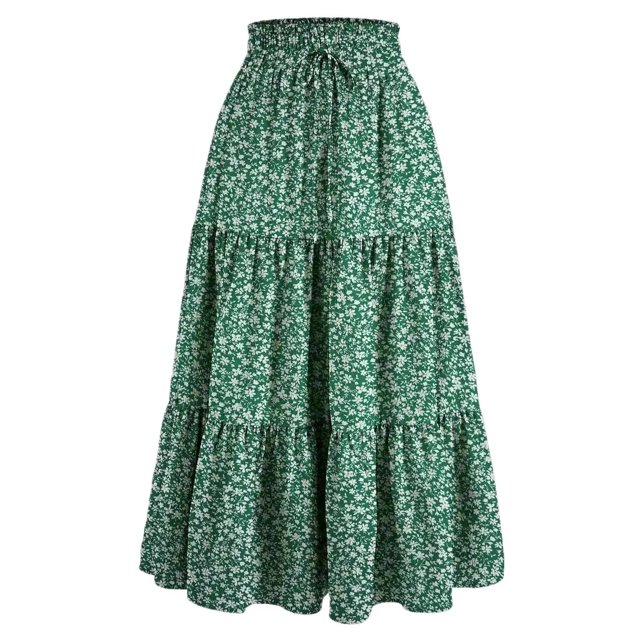 Floral Ruffle Layered Hem Drawstring Skirt Casual Skirt For Spring Summer Women's Clothing