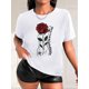 thumbnail image 1 of Camiseta Ligera de verano para mujerChic Artistic Rose Print Women's T-Shirt - Casual Fashion, Crew Neck, Short Sleeve, Breathable Polyester - Perfect for Spring/Summer/FallFather's Day, Mother's Da, 1 of 7