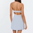 thumbnail image 4 of YMNXA Women's Summer Dress Sleeveless Strapless Solid Color Comfortable Fashion Slim Fit Mini Dresses For Club Party,Blue,M, 4 of 6