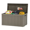 thumbnail image 6 of Uforic 72 Gallon Outdoor Resin Storage Box with Wheels, Patio Deck Box for Indoor & Outdoor Use, Ideal for Throw Pillows, Sports Gear & Yard Supplies, Light Brown, 6 of 8