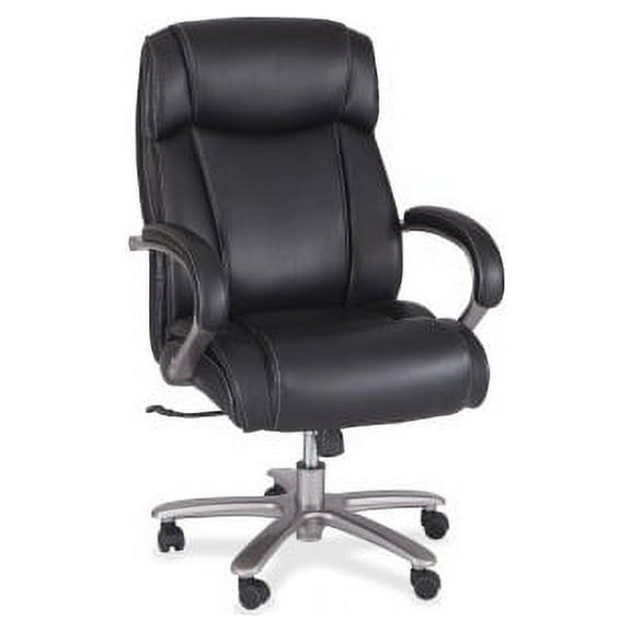 Safco Big & Tall Leather High-Back Task Chair Black Bonded Leather Seat - 29" Width x 31" Depth x 48.5" Height - 1 Each