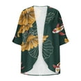 thumbnail image 5 of Xixinqiwan Women Chiffon Floral Printed Cardigan Half Sleeve Open Front Kimono Robe Tops Summer Beach Bikini Cover up Blouse, 5 of 5
