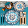 thumbnail image 5 of Euro Ceramica Zanzibar Collection 16 Piece Dinnerware Set Kitchen and Dining, Service for 4, Spanish Floral Design, Multicolor, Blue and Yellow, 5 of 5
