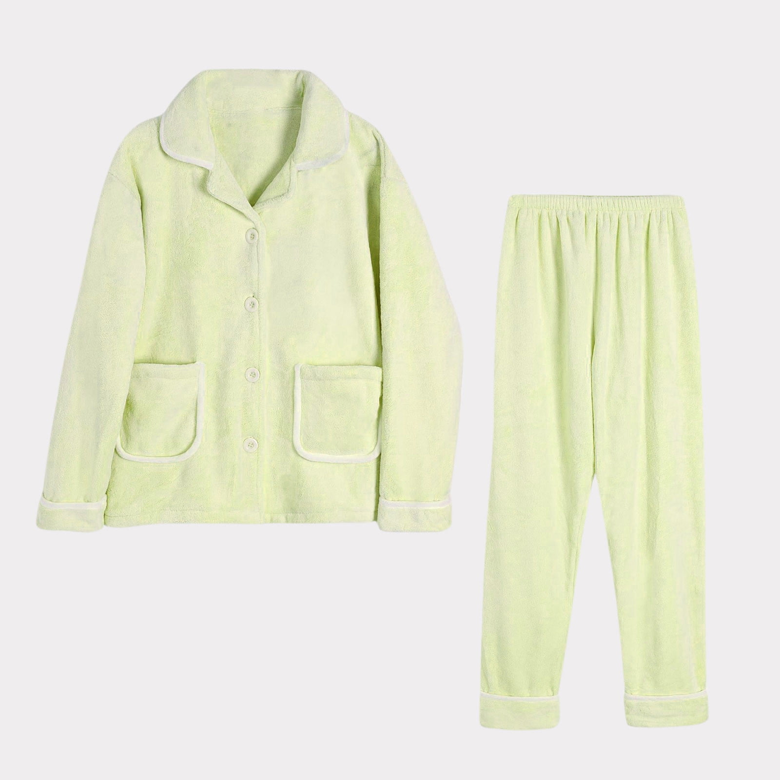 zanvin Women s Fluffy Pajamas Set Fleece Pullover Pants Loose Plush Sleepwear 2 Piece Pjs Set Warm Loungewear Fuzzy Green XL