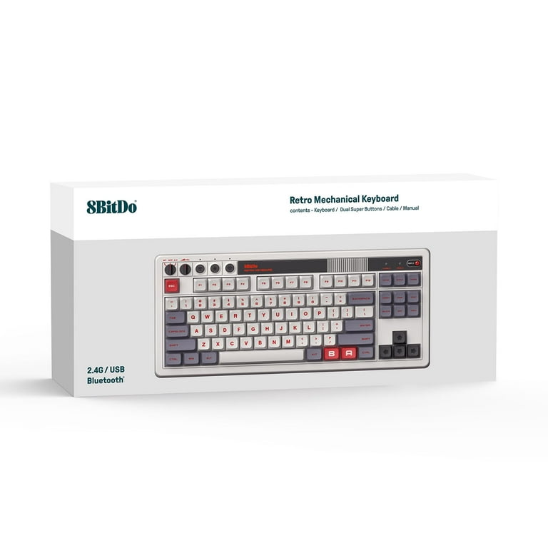 8BitDo Retro Gamer Keyboard, Bluetooth/2.4G/USB-C, 87 Keys