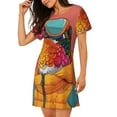 thumbnail image 2 of Fuzoiu Hip Hummingbird In Jacket Print Women Nightgowns, Soft Comfy Lightweight Short Sleeves Sleepwear,Crew Neck Loungewear, 2 of 6