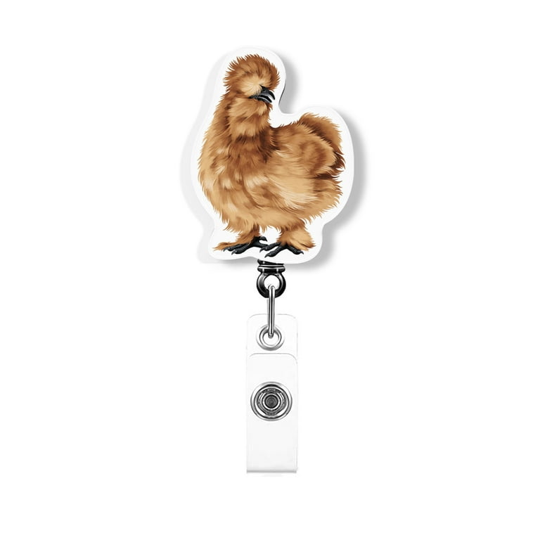 WIRESTER Acrylic Reel ID Holder Belt Clip Badge Retractable with Alligator  Clip for Office Worker, Medical Staffs, Nurse, Doctor, Teacher, Student -  Fluffy Silkie Chicken 