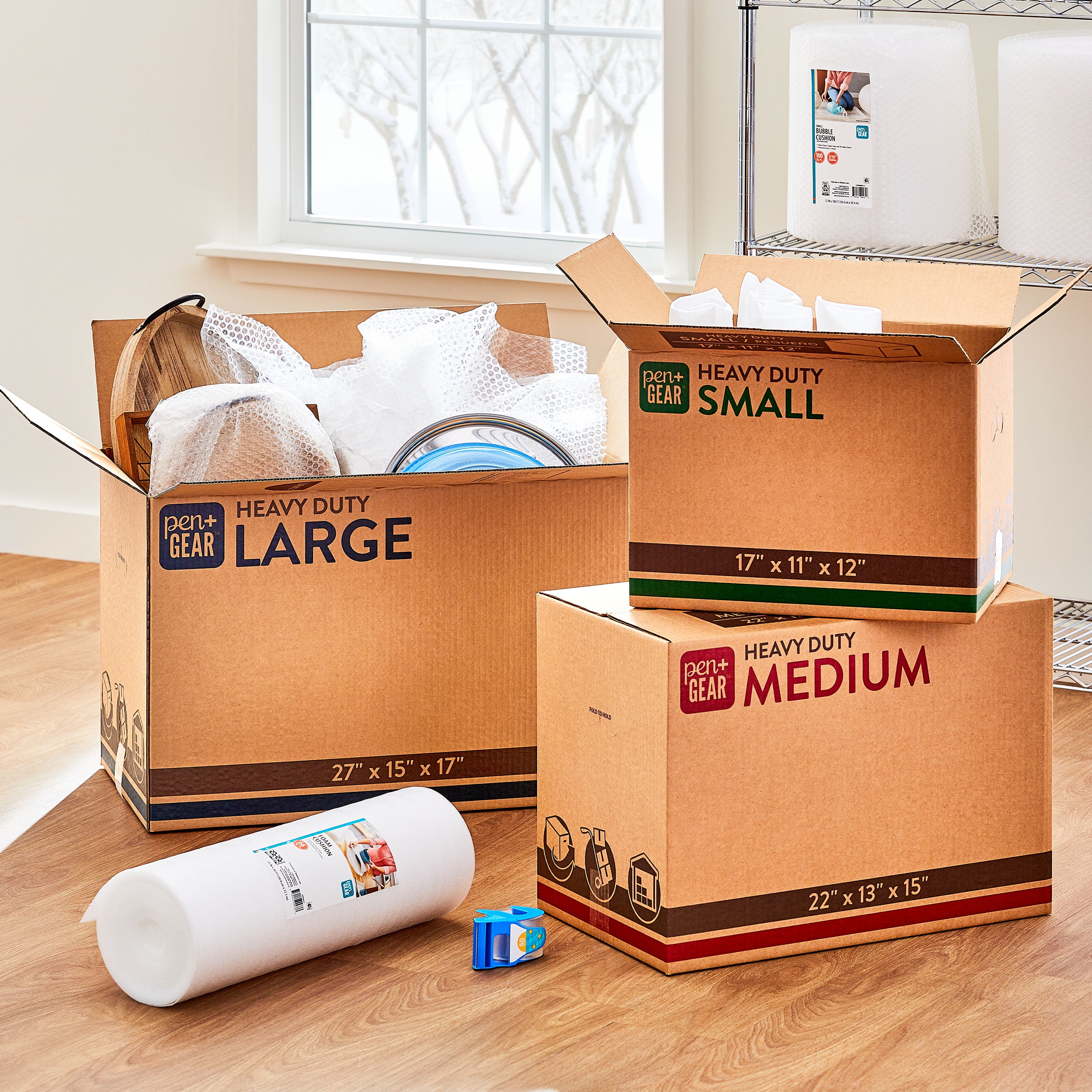 Pen+Gear Large Heavy Duty Kraft Moving Boxes, 27L x 15W x 17H