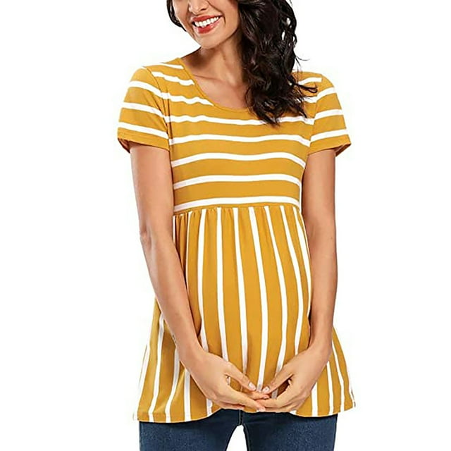 2025 Femmes Maternité Manches Courtes Robe d'Invitée de Mariage Femmes Hauts Imprimés Grossesse Robe Lumineuse T-Shirt