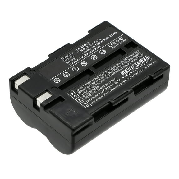 Replacement Battery for NIKON D100,D100 SLR,D50,D70,D70s,EN-EL3,EN-EL3a,7.4V/1300mAh