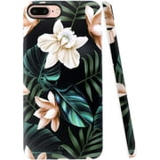 A-Focus iPhone 8 Plus Case Floral, iPhone 7 Plus Case Ins Style, Frosted IMD Design Flower Banana Leaf Anti Scratch