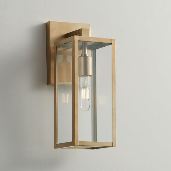 John Timberland Tital Modern Wall Light Sconce Soft Gold Hardwired 5" Fixture Clear Glass Panels for Bedroom Bathroom Vanity Reading