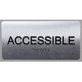 thumbnail image 1 of ACCESSIBLE Sign Silver-Tactile Touch Braille Sign (Aluminium !!, Brush Silver,Size 4x8)- The Sensation line(ref-2022-4), 1 of 4