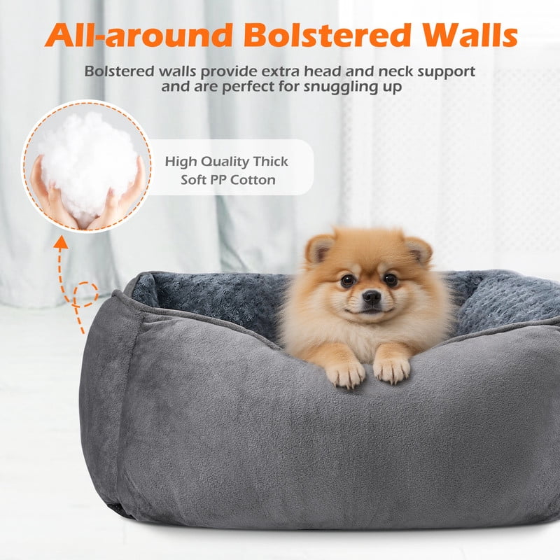 Dog Beds for Medium Sized Dogs, Washable Cozy Rectangle Pet Beds, Dog Couch Bed, Cat Beds with Anti Slip Bottom, Gray, 30"x24"x9"