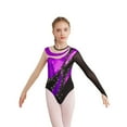 thumbnail image 2 of Aiihoo Kids Girls Shiny Rhinestones Gymnastics Leotard Long Sleeve Ballet Dance Bodysuit Skating Jumpsuit Dancewear Purple 12, 2 of 7