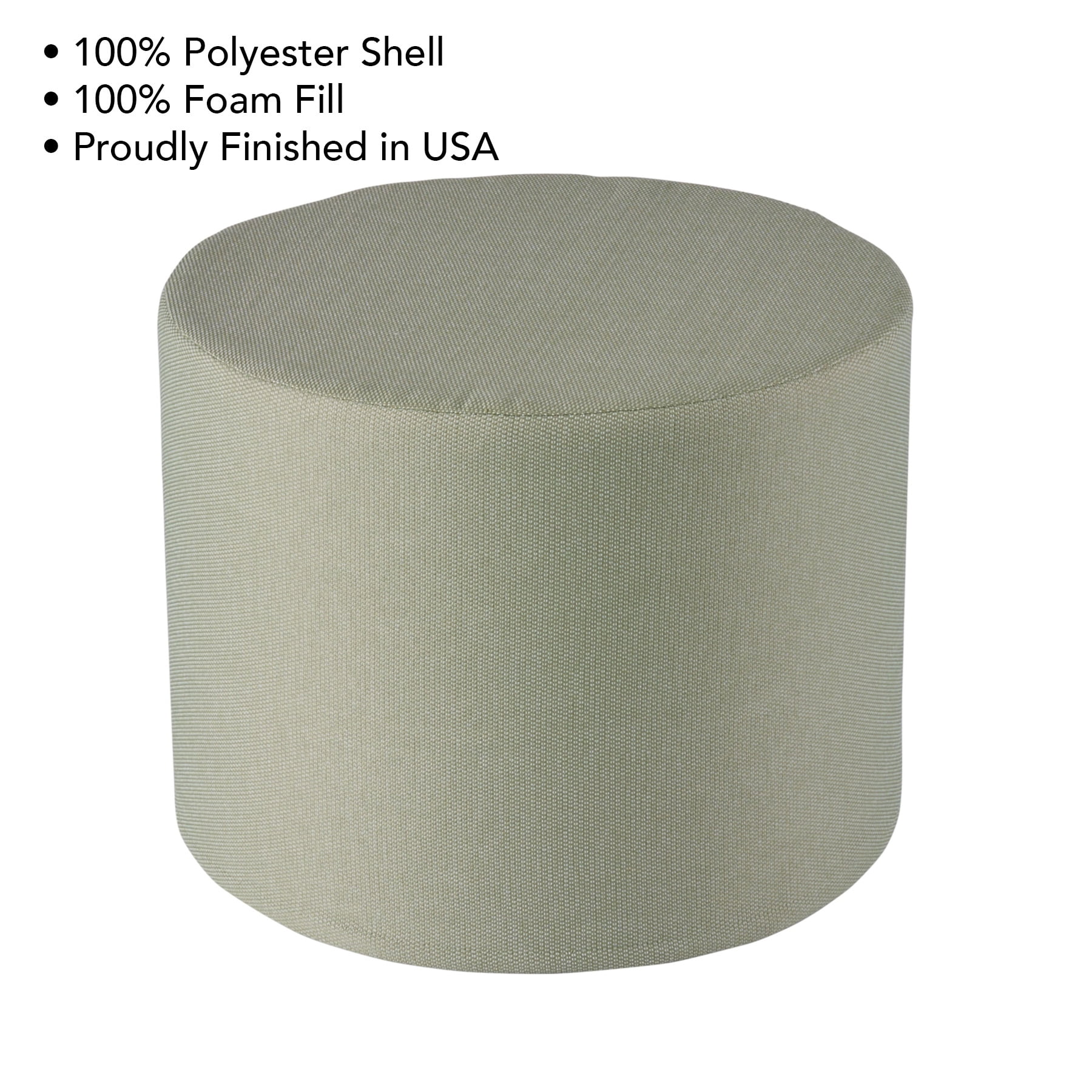 Better Homes & Gardens Round Outdoor Pouf Ottoman, Green, 20 in x 15 in, 1-Piece