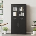 thumbnail image 3 of Garvee File Cabinets with 2 Drawers, 70.9" Large Metal Storage Cabinet W/Glass Doors & Adjustable Shelves for Office, Home, School, Garage, Black, 3 of 8